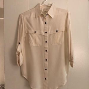Yumi Kim White Silk Button down blouse